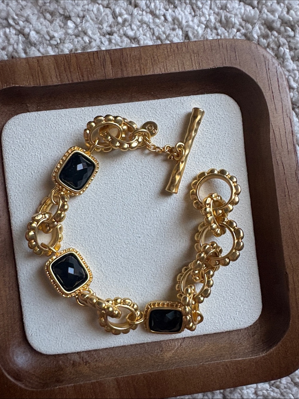 Julie Vos Gold-Tone Bracelet with Black Stones